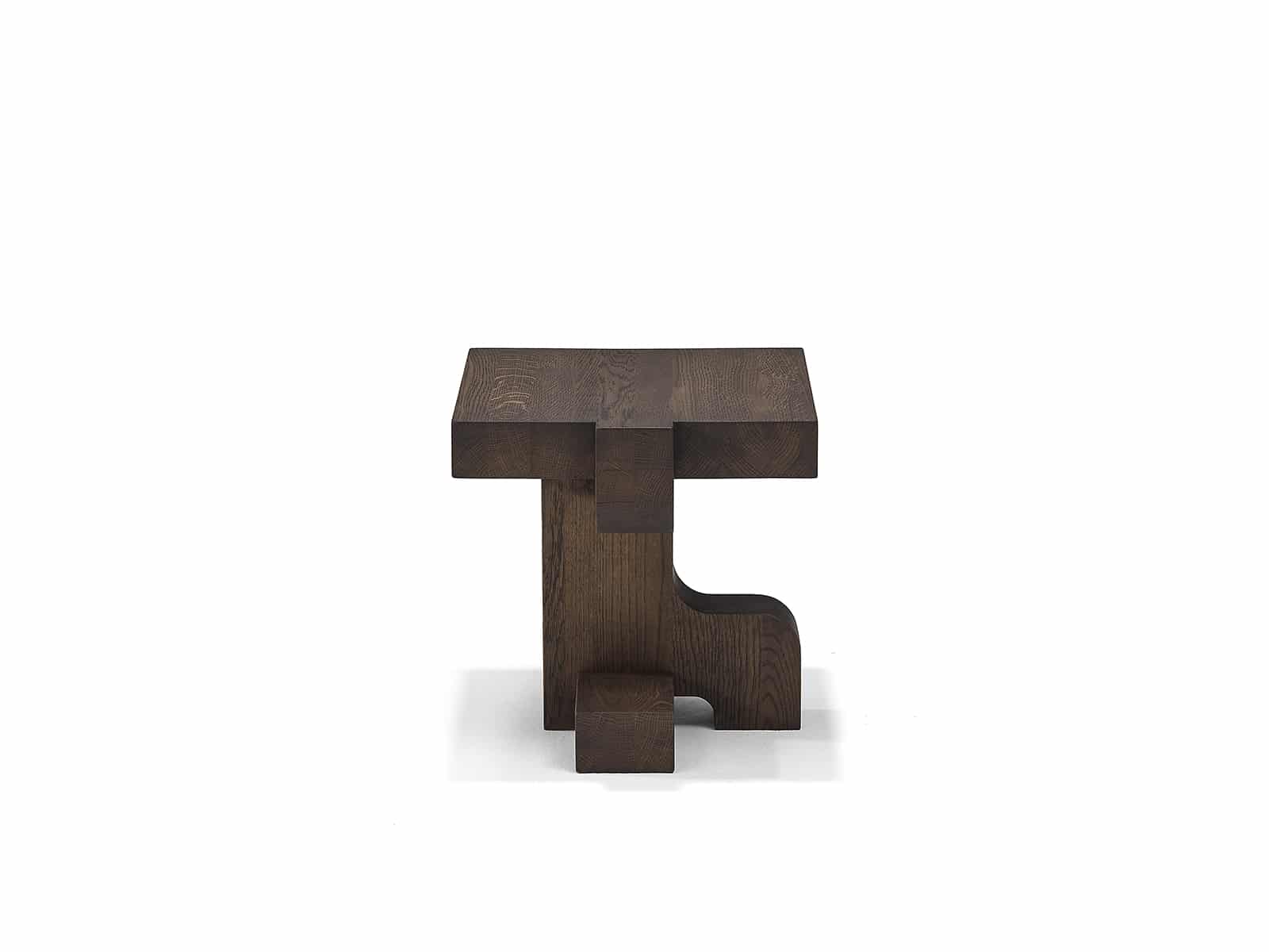 Linteloo Flux side table, designed by Roderick Vos. Solid oak wood in a grey-brown oil finish.