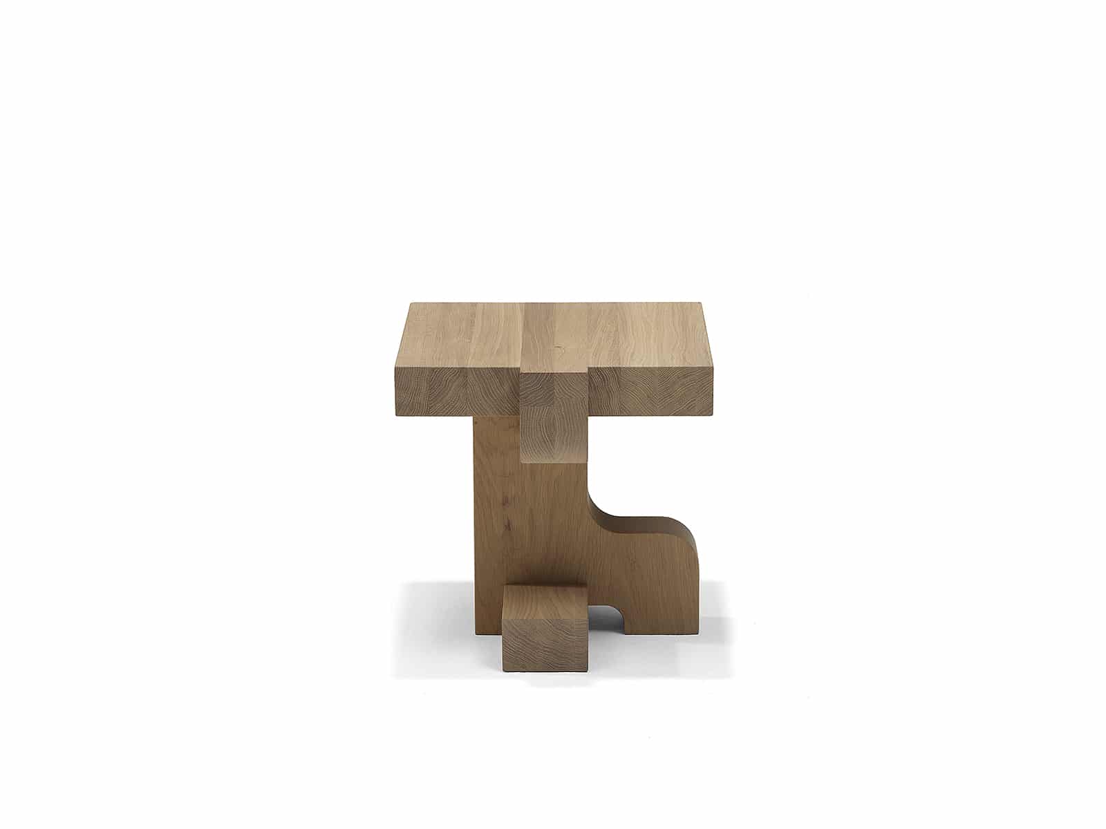 Linteloo Flux side table, designed by Roderick Vos. Solid oak wood in a whitewash oil finish.